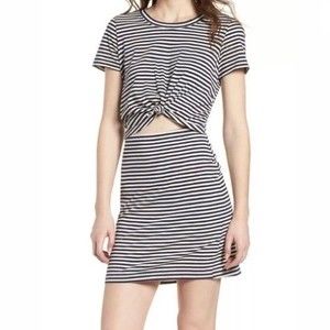Socialite Navy and White Striped Cutout Dress Casual No Size Tag (Fits like a S)